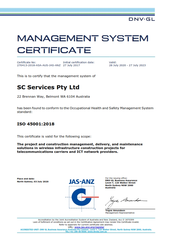 ISO 45001:2018 SCS